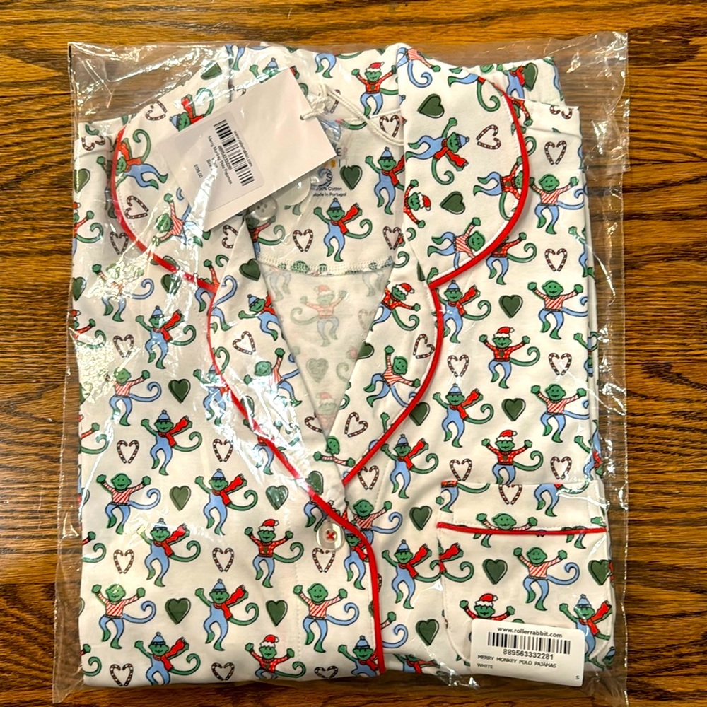 Roller Rabbit Merry Monkey Long Sleeve Polo Pajamas